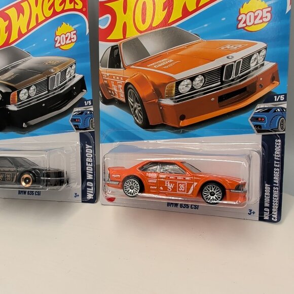 2 Cars Hot Wheels BMW 635 CSi Black & Gold & Orange 2025 185/250 Wild Widebody - Picture 7 of 10